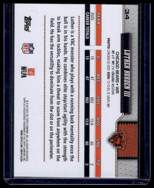 2026 Topps Football #34 Luther Burden III Topps All-Rookie Team
