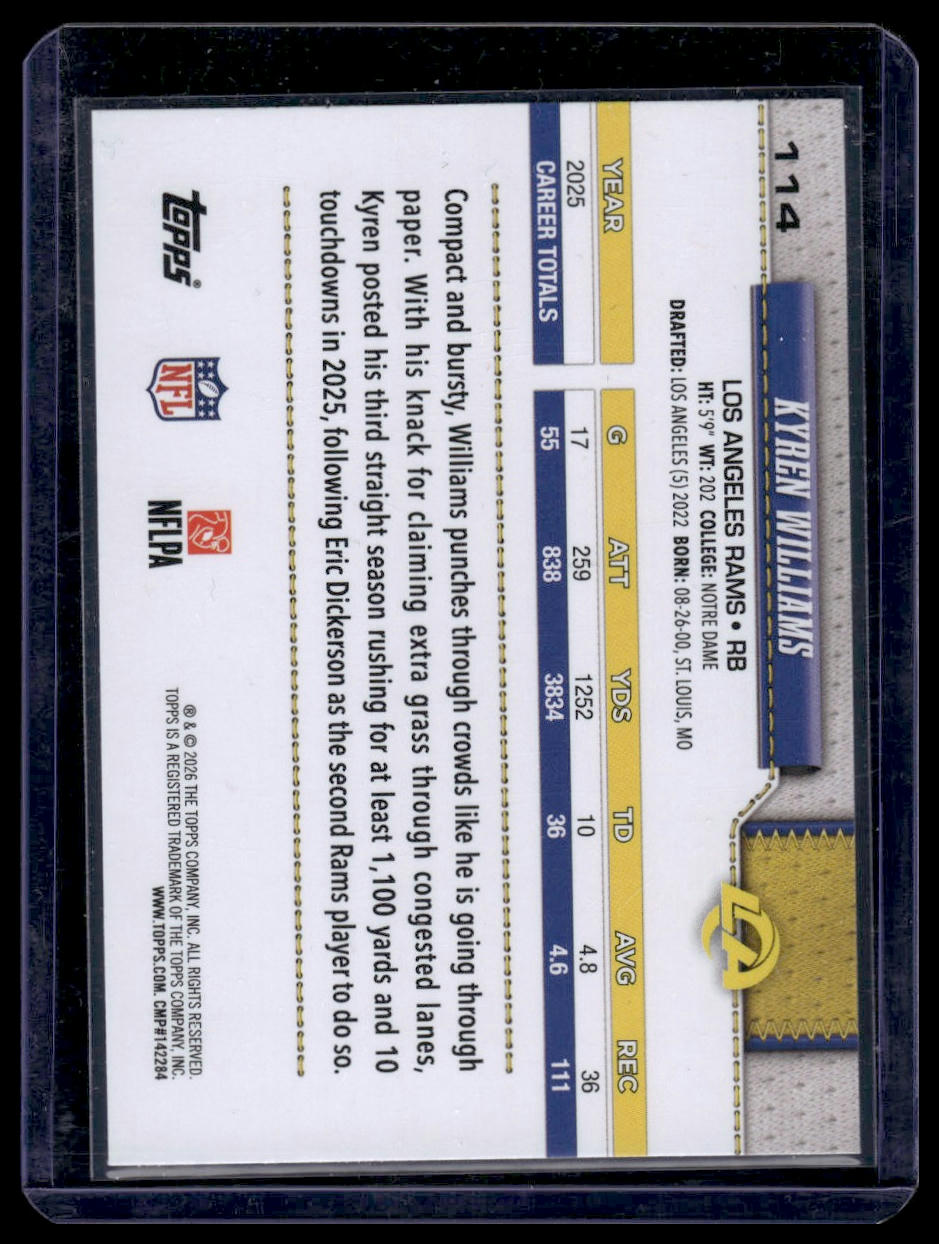 2026 Topps Flagship #114 Kyren Williams Silver Crackle Foil