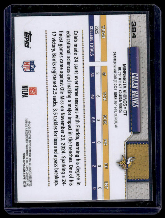 2026 Topps Flagship #384 Caleb Banks Speckle/Sandglitter Foil