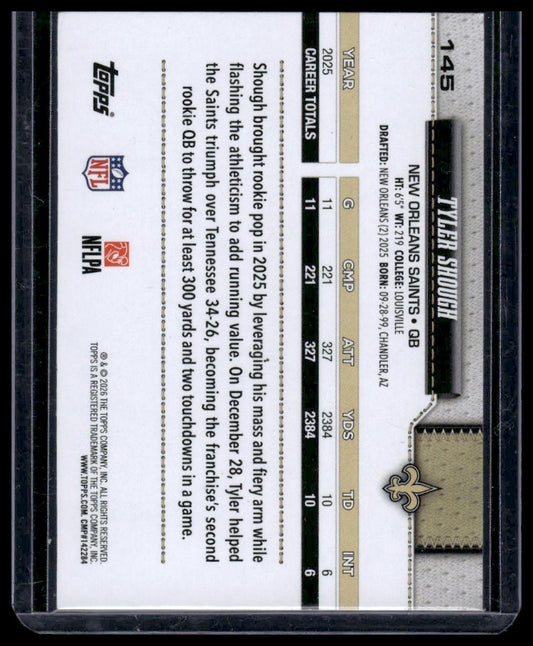 2026 Topps Flagship #145 Tyler Shough Pigskin Texture Foil