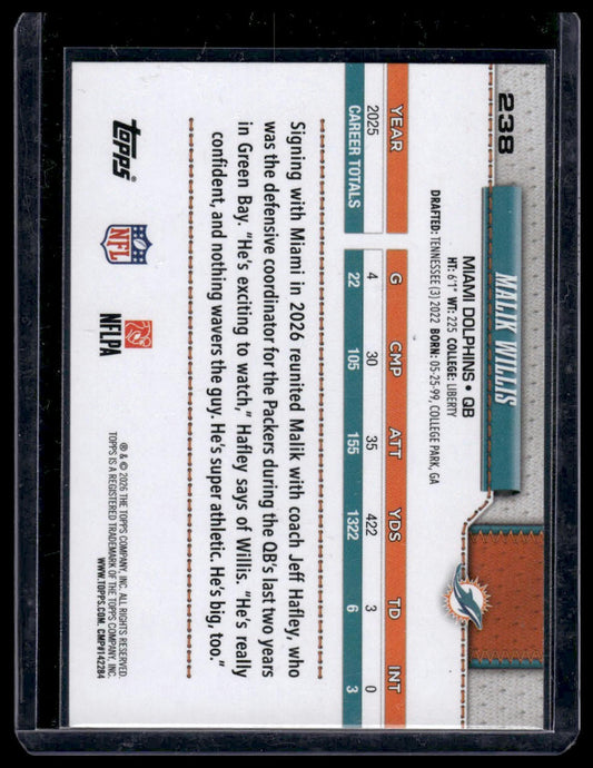 2026 Topps Flagship #238 Malik Willis Pigskin Texture Foil