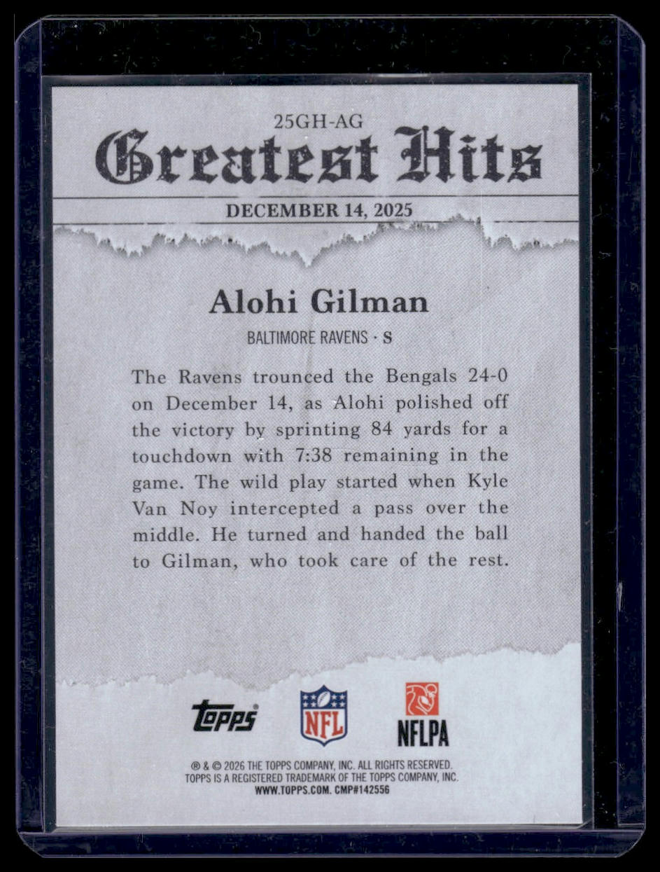 2026 Topps Flagship #25GH-AG Alohi Gilman 2025 Greatest Hits Insert