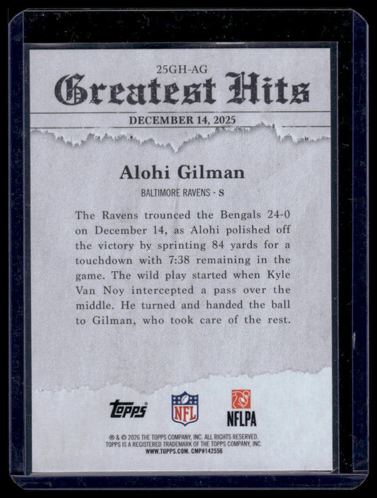 2026 Topps Flagship #25GH-AG Alohi Gilman 2025 Greatest Hits Insert