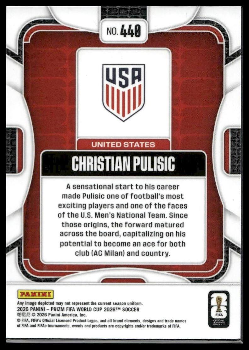 2026 Panini Prizm FIFA World Cup #440 Christian Pulisic Silver Prizm