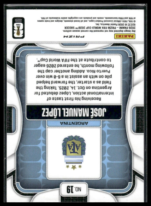 2026 Panini Prizm FIFA World Cup #19 José Manuel López White Sparkle