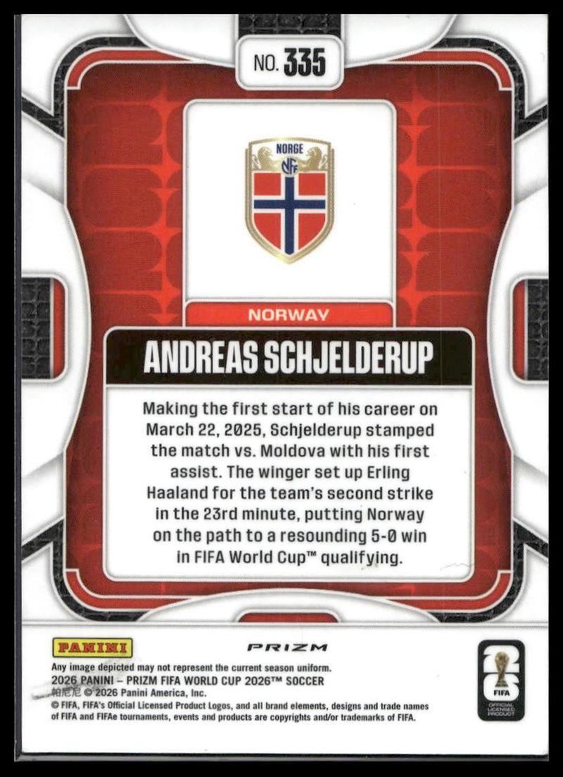 2026 Panini Prizm FIFA World Cup #335 Andreas Schjelderup Disco Prizm