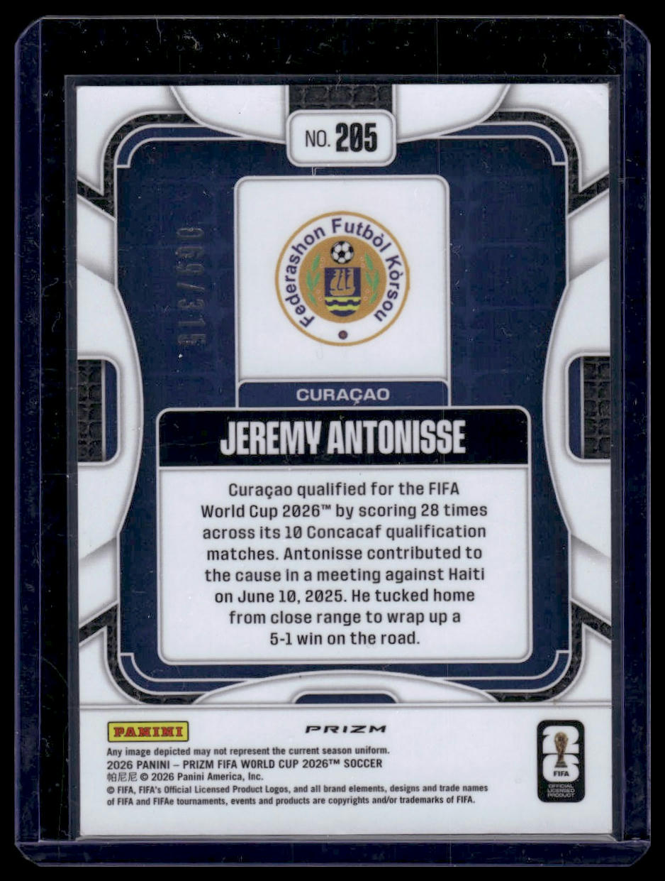2026 Panini Prizm FIFA World Cup #205 Jeremy Antonisse Orange Wave Prizm #/315