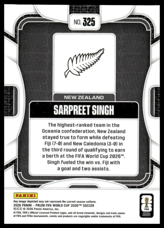 2026 Panini Prizm FIFA World Cup #325 Sarpreet Singh Silver Prizm