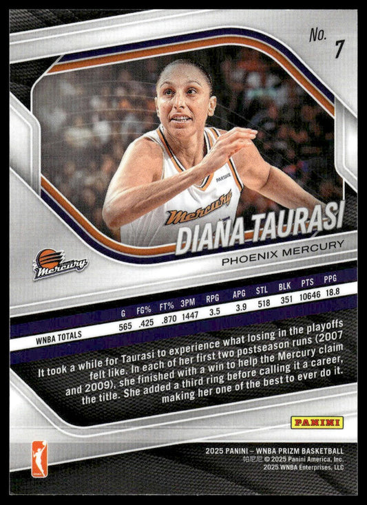 2025 Panini Prizm WNBA #7 Diana Taurasi White Seismic Prizms