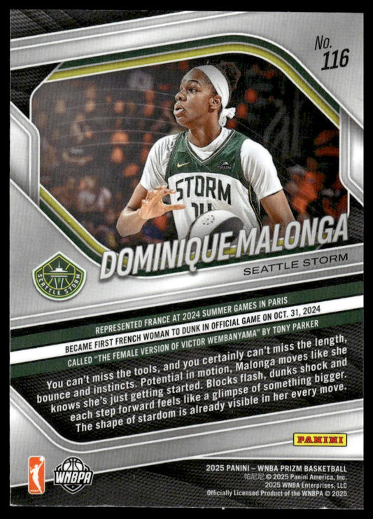2025 Panini Prizm WNBA #116 Dominique Malonga Green Prizms
