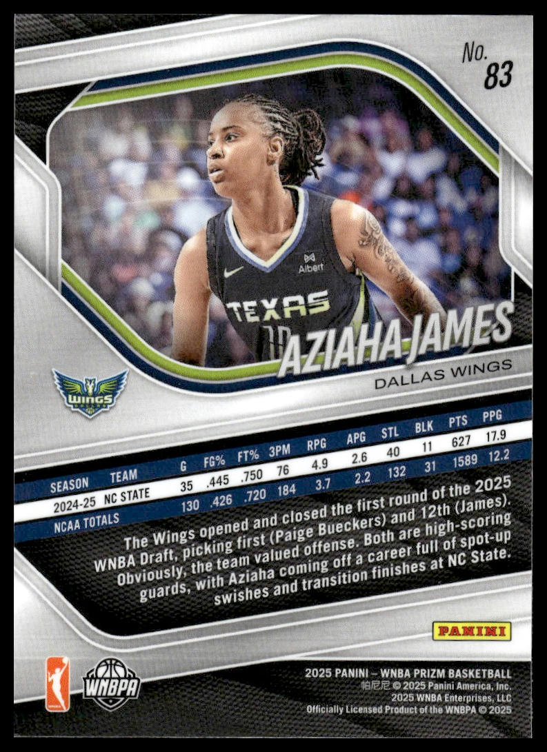 2025 Panini Prizm WNBA #83 Aziaha James