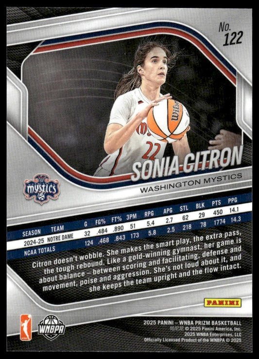 2025 Panini Prizm WNBA #122 Sonia Citron Lime Green Prizms #/225