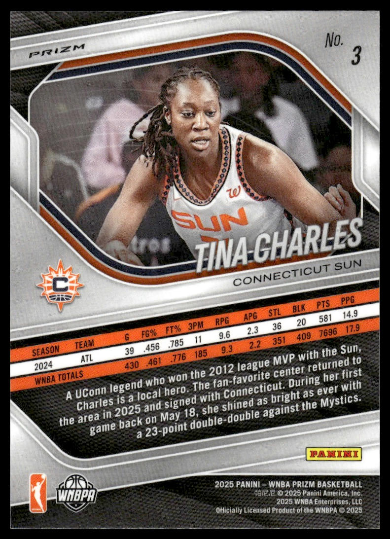 2025 Panini Prizm WNBA #3 Tina Charles Silver Prizms