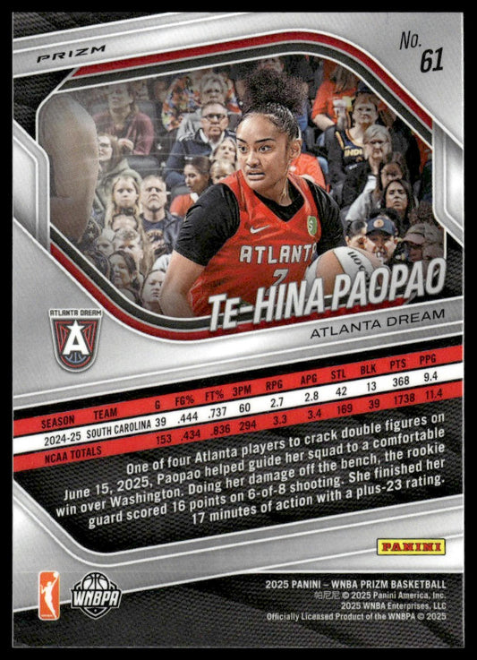 2025 Panini Prizm WNBA #61 Te-Hina Paopao Ice Prizms