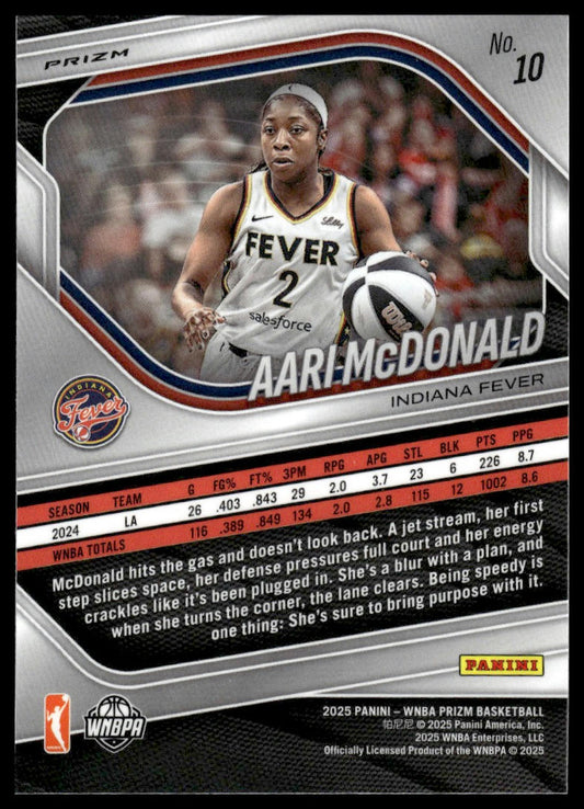2025 Panini Prizm WNBA #10 Aari McDonald Green Prizms