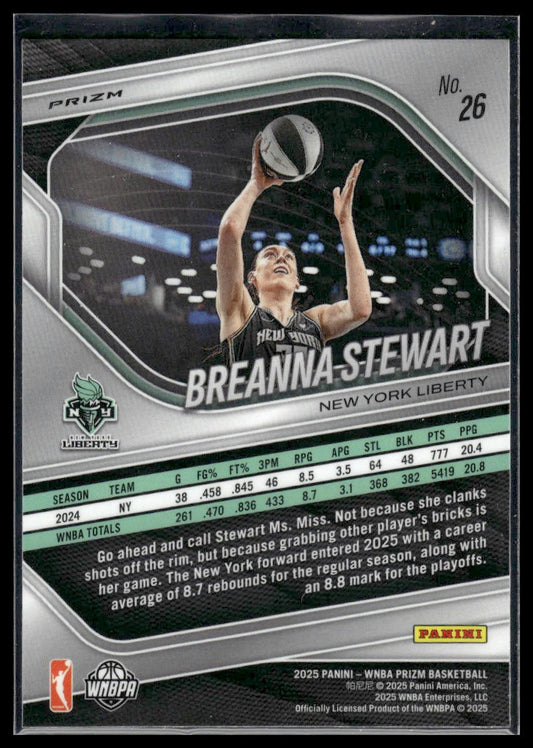 2025 Panini Prizm WNBA #26 Breanna Stewart Orange Ice Prizms