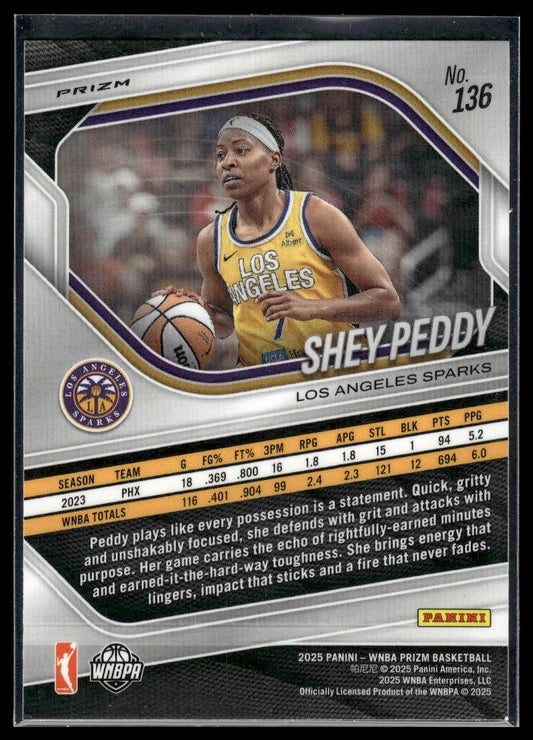 2025 Panini Prizm WNBA #136 Shey Peddy White Seismic Prizms
