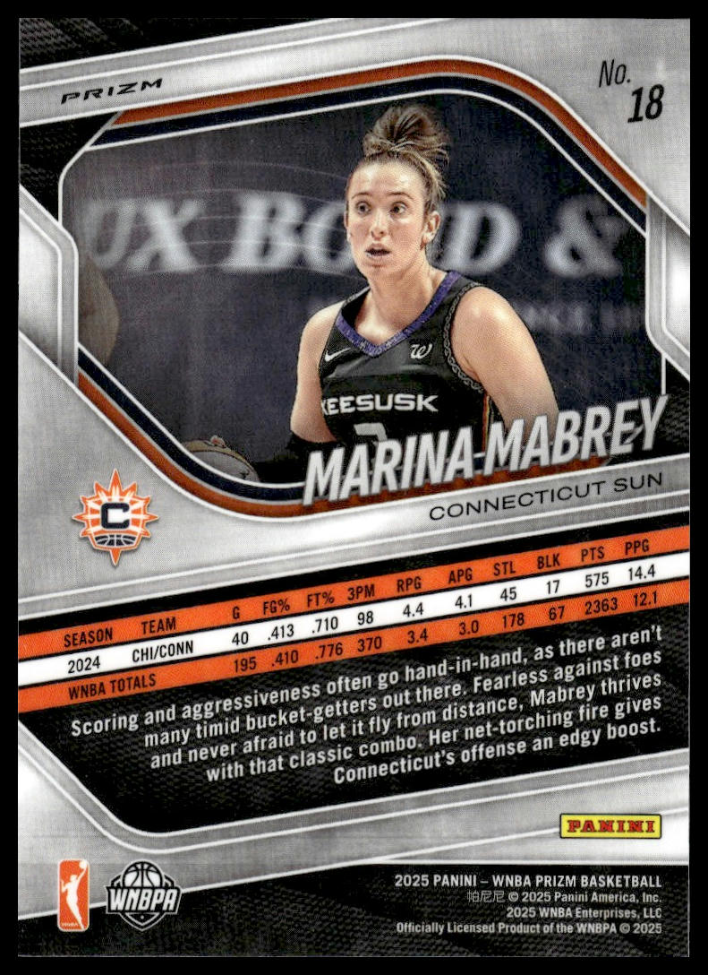2025 Panini Prizm WNBA #18 Marina Mabrey Ice Prizms