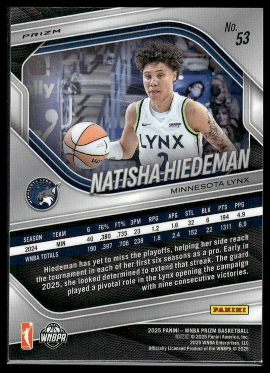 2025 Panini Prizm WNBA #53 Natisha Hiedeman White Seismic Prizms