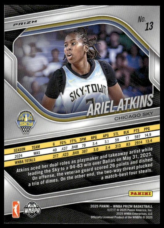 2025 Panini Prizm WNBA #13 Ariel Atkins White Seismic Prizms