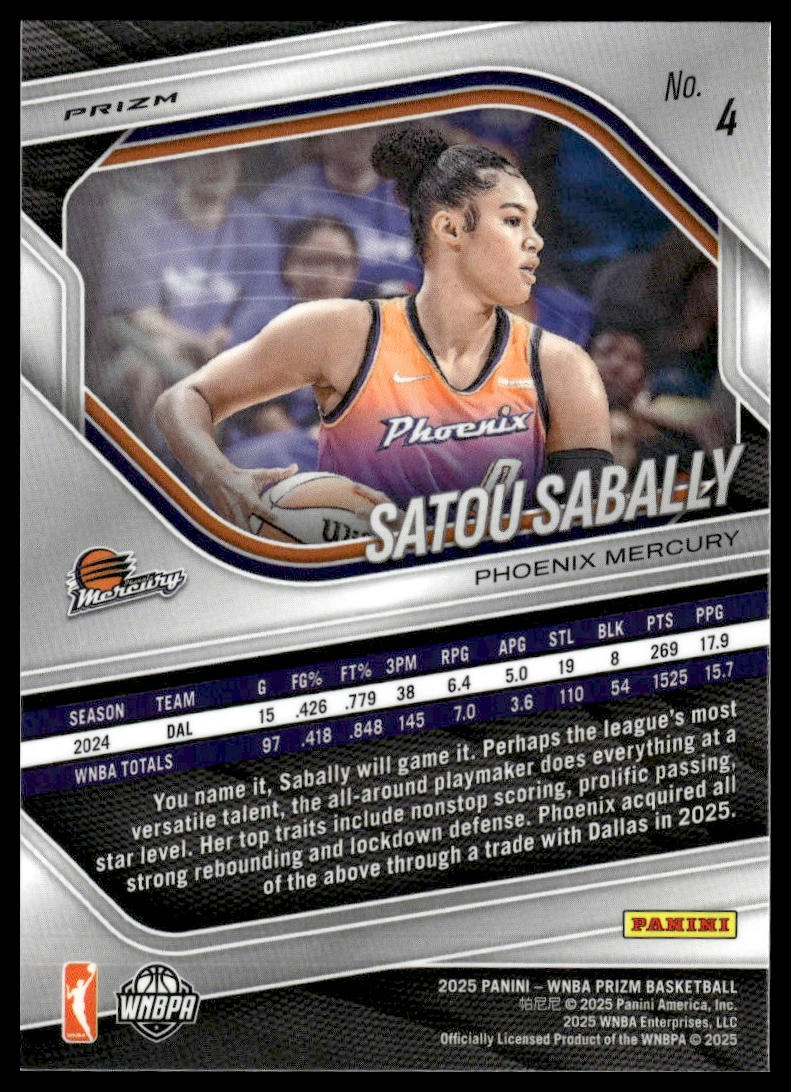 2025 Panini Prizm WNBA #4 Satou Sabally White Seismic Prizms