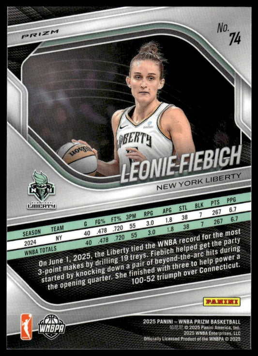 2025 Panini Prizm WNBA #74 Leonie Fiebich White Seismic Prizms