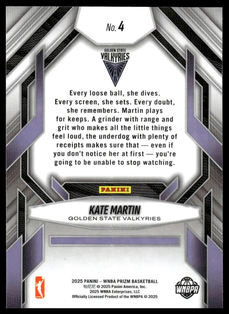 2025 Panini Prizm WNBA #4 Kate Martin Fearless