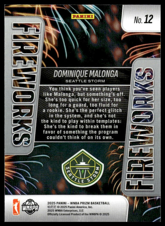 2025 Panini Prizm WNBA #12 Dominique Malonga Fireworks