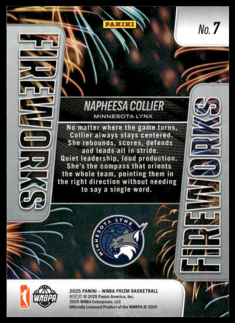 2025 Panini Prizm WNBA #7 Napheesa Collier Fireworks