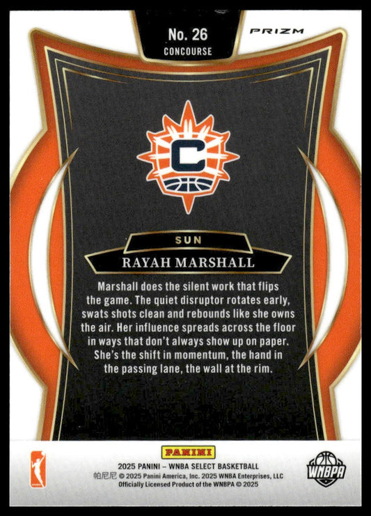 2025 Panini Select WNBA #26 Rayah Marshall