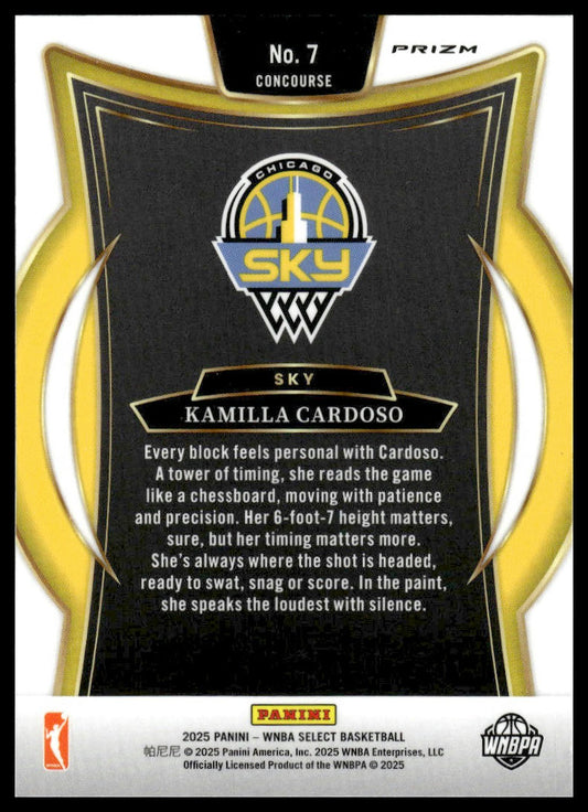 2025 Panini Select WNBA #7 Kamilla Cardoso Pink Ice Prizms
