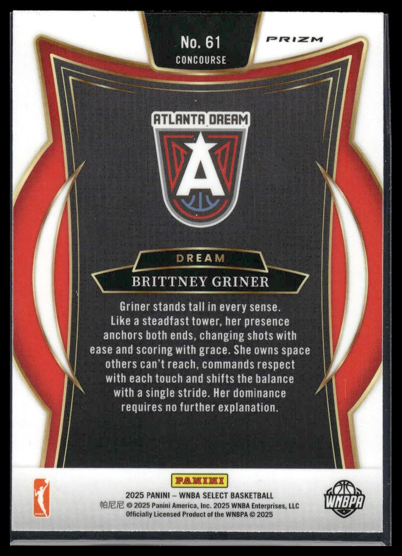 2025 Panini Select WNBA #61 Brittney Griner Pink Ice Prizms