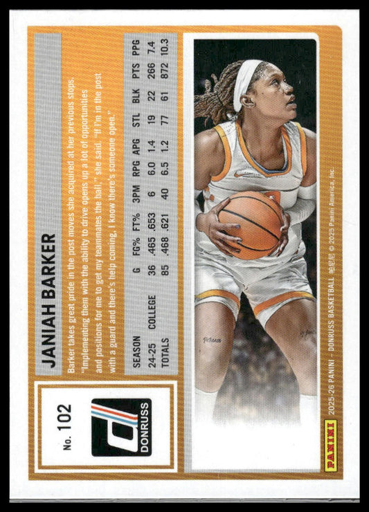 2025-26 Donruss #102 Janiah Barker Holo Green Laser