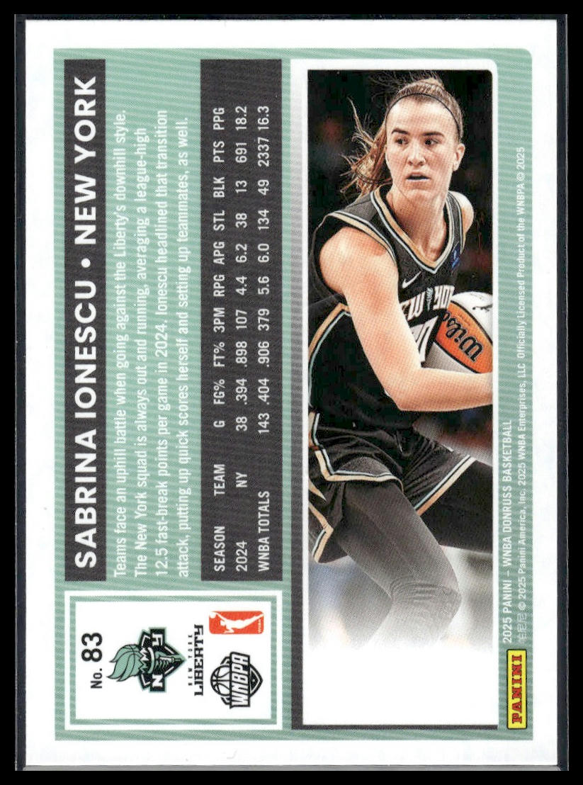 2025 Donruss WNBA #83 Sabrina Ionescu Holo