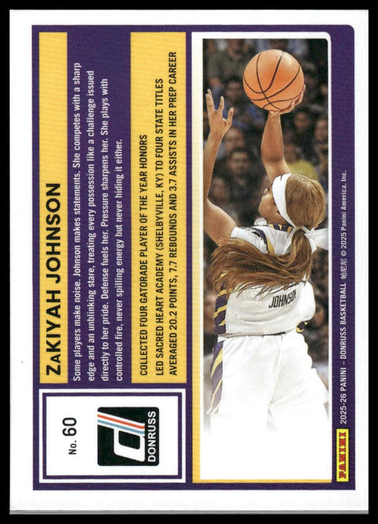 2025-26 Donruss #60 ZaKiyah Johnson Optic Holo