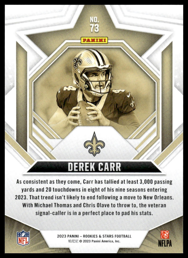 2023 Panini Rookies & Stars #73 Derek Carr Longevity