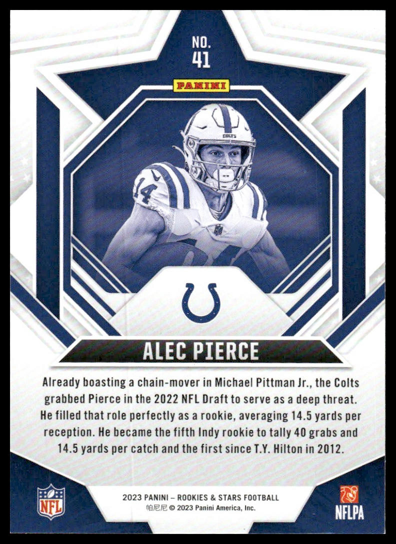 2023 Panini Rookies & Stars #41 Alec Pierce Signatures