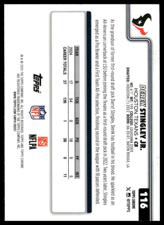 2025 Topps Chrome #116 Derek Stingley Jr.