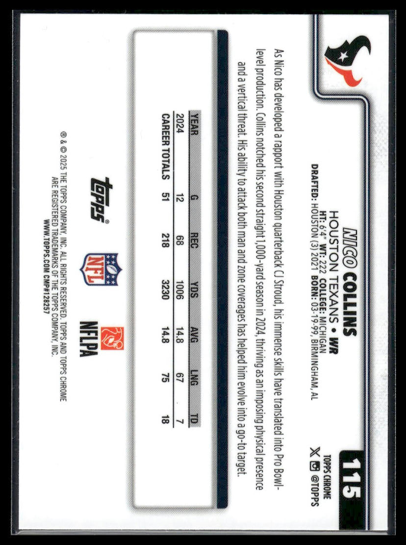 2025 Topps Chrome #115 Nico Collins