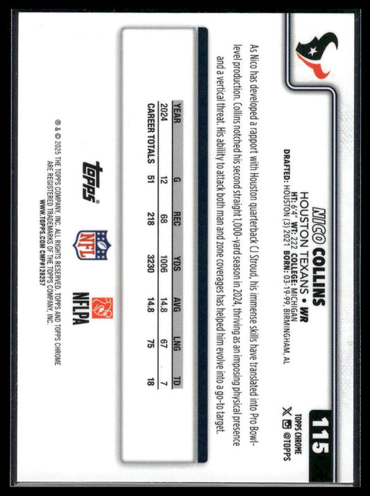 2025 Topps Chrome #115 Nico Collins
