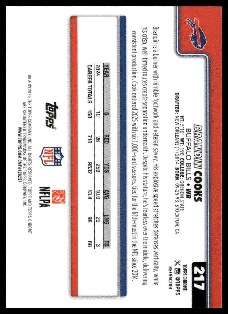 2025 Topps Chrome #217 Brandin Cooks Refractor