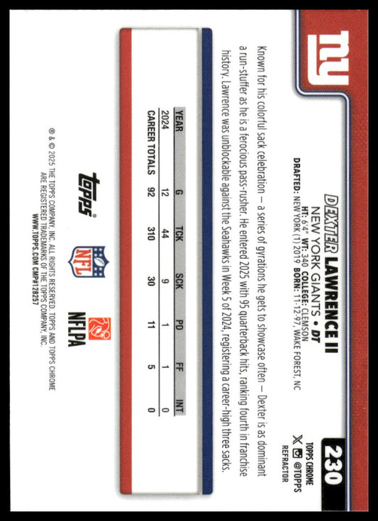 2025 Topps Chrome #230 Dexter Lawrence II X-Fractor
