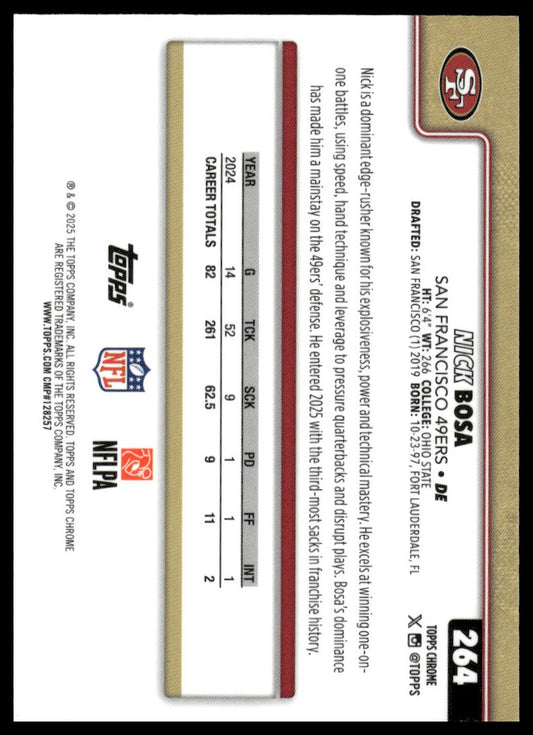 2025 Topps Chrome #264 Nick Bosa Hot Pink X-Fractor