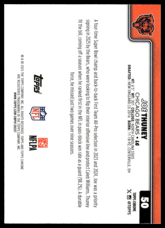 2025 Topps Chrome #50 Joe Thuney Lime Green X-Fractor
