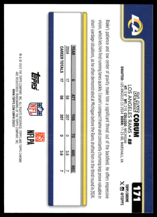 2025 Topps Chrome #171 Blake Corum X-Fractor