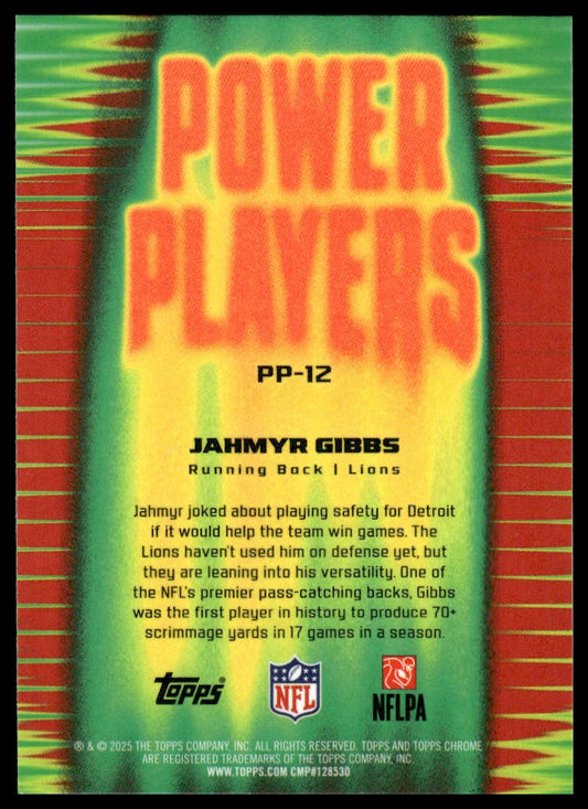 2025 Topps Chrome #PP-12 Jahmyr Gibbs Power Players