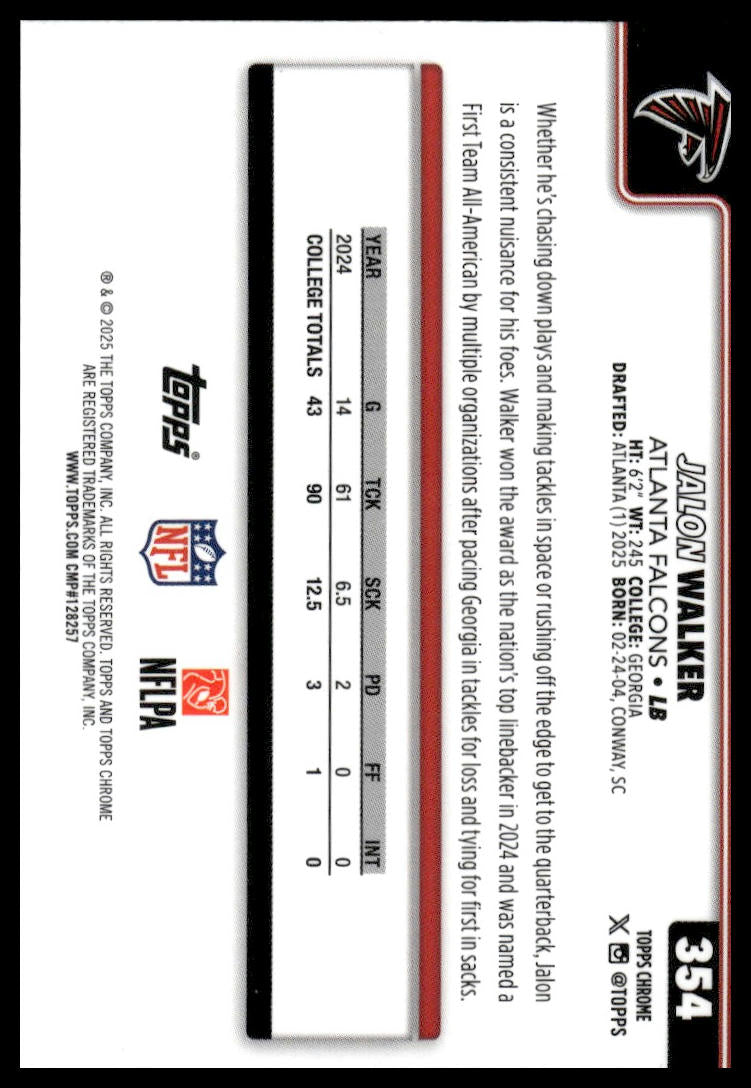 2025 Topps Chrome #354 Jalon Walker