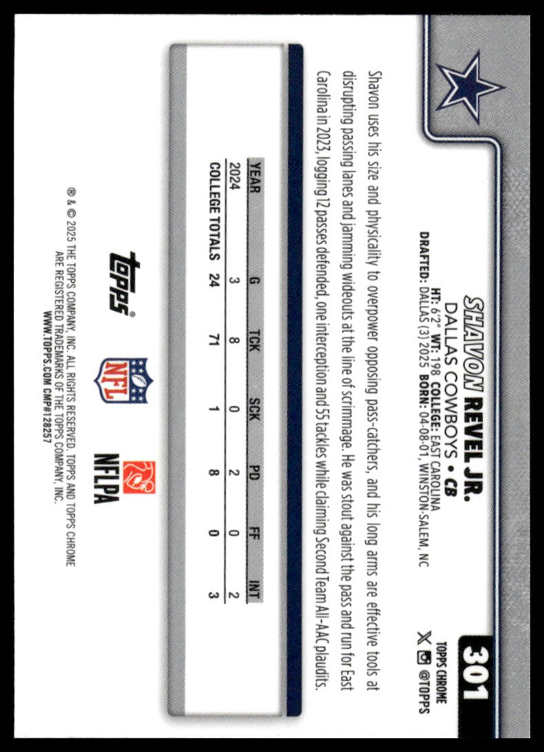 2025 Topps Chrome #301 Shavon Revel Jr.