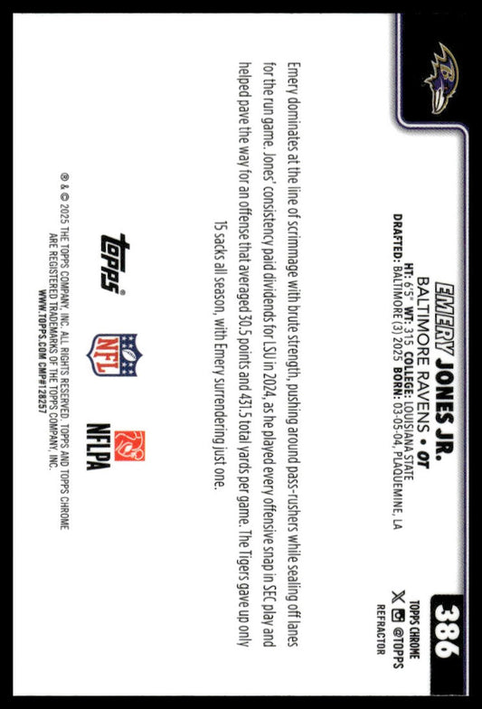 2025 Topps Chrome #386 Emery Jones Jr. X-Fractor