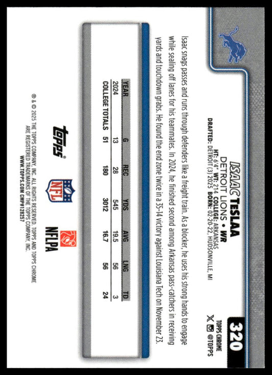 2025 Topps Chrome #320 Isaac TeSlaa Lime Green X-Fractor